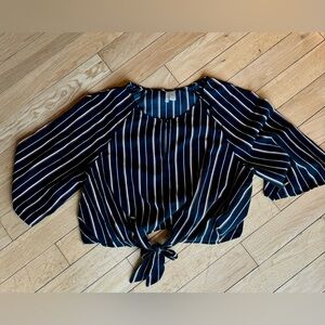 Japna Sateen Striped Crop Blouse with Tie XL
